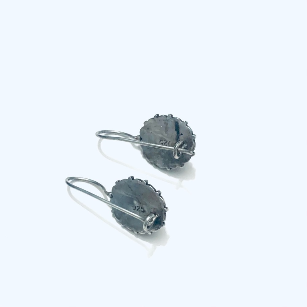 HANDMADE JEWELRY Navaho Vintage Silver 925 Moonstone Drop Earrings - Picture 3 of 3
